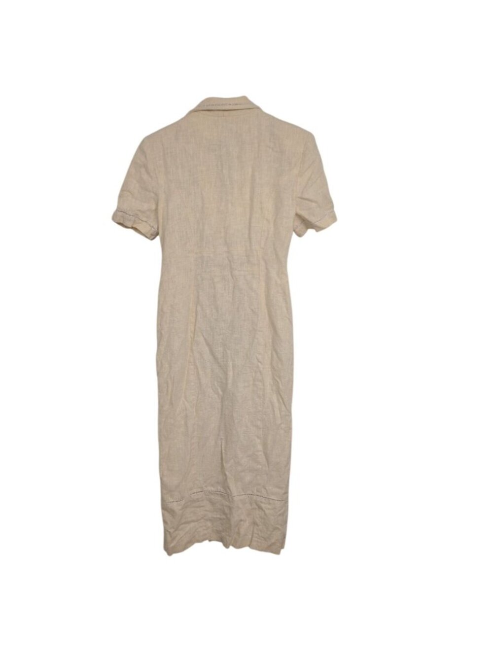 Vintage 100% Linen Midi Shirt Dress Womens Size Medium Yellow Minimalist Cottage - Picture 12 of 14